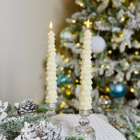 Set of 2 Flameless Christmas Tree Tapered Candles-BOGO OFFER