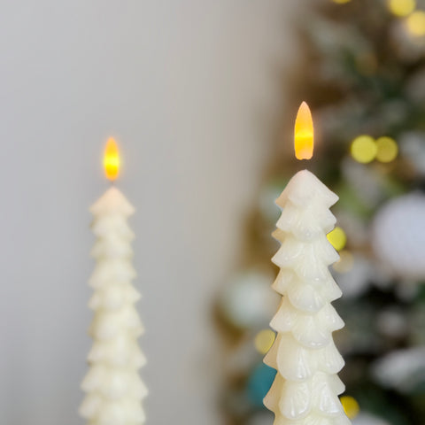 Set of 2 Flameless Christmas Tree Tapered Candles-BOGO OFFER