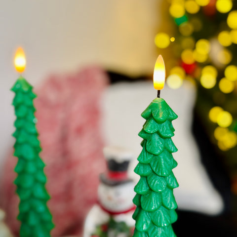 Set of 2 Flameless Christmas Tree Tapered Candles-BOGO OFFER