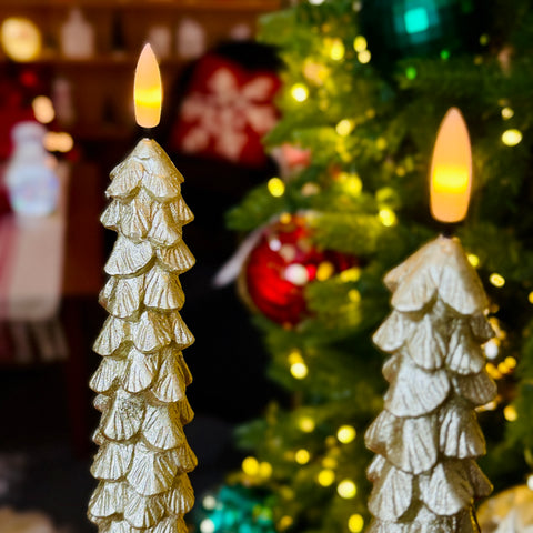 Set of 2 Flameless Christmas Tree Tapered Candles-BOGO OFFER