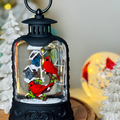 8" Cardinal & Birdhouse Lighted Water Lantern for Just Jill
