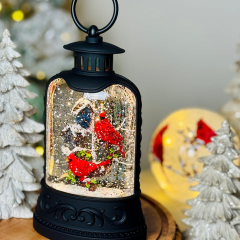 8" Cardinal & Birdhouse Lighted Water Lantern for Just Jill
