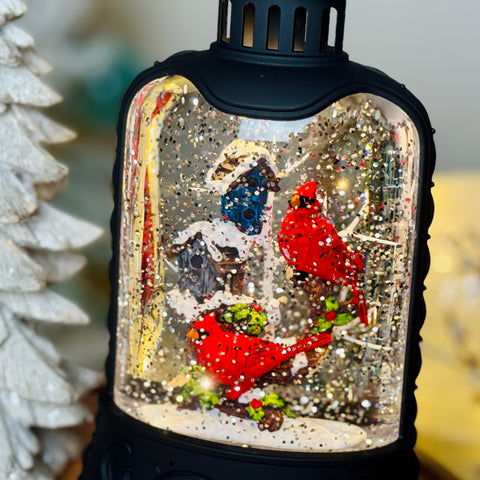 8" Cardinal & Birdhouse Lighted Water Lantern for Just Jill