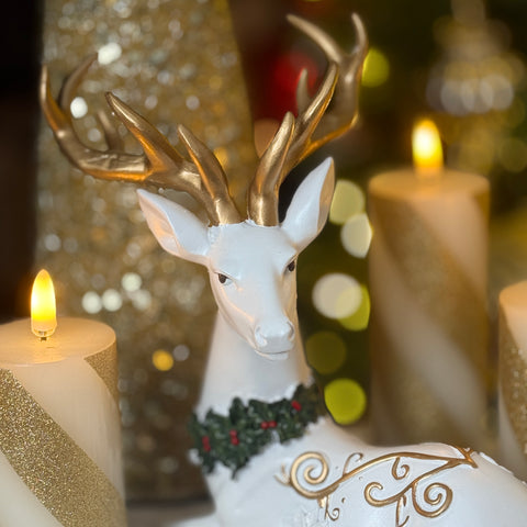 Set of 2 Poinsettia Deer w/ Swirl Design for Just Jill