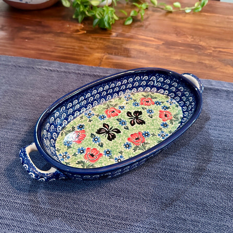 Polish Pottery Signature Oval Vegetable Au Gratin w/ Handles