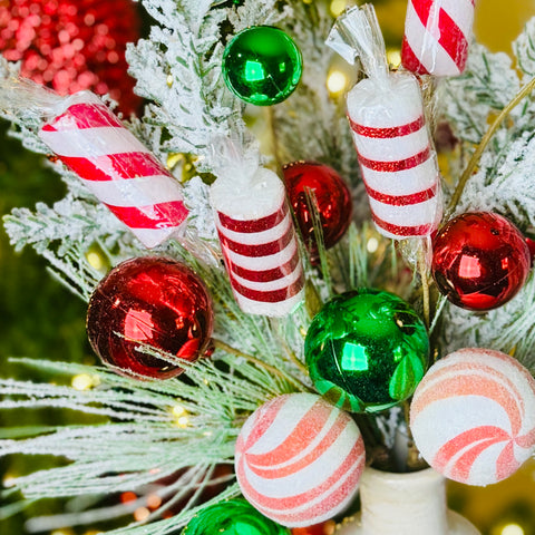 Set of 2 Frosted Pine & Peppermint Picks for Just Jill-BOGO OFFER