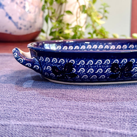 Polish Pottery Signature Oval Vegetable Au Gratin w/ Handles