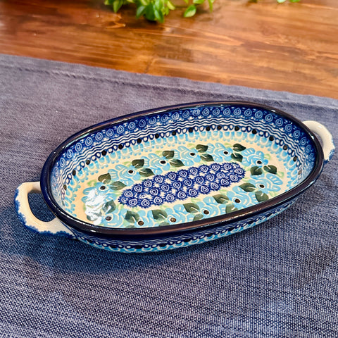 Polish Pottery Signature Oval Vegetable Au Gratin w/ Handles