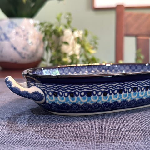 Polish Pottery Signature Oval Vegetable Au Gratin w/ Handles