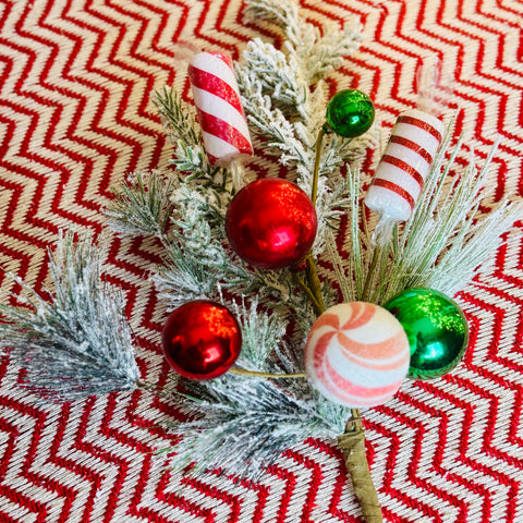 Set of 2 Frosted Pine & Peppermint Picks for Just Jill-BOGO OFFER