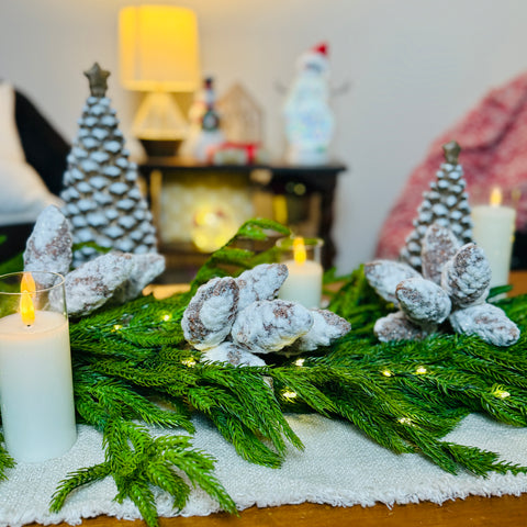 Set of 3 Snowy Pine Cone Clusters Picks for Just Jill