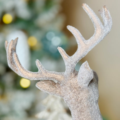 Set of 2 Resin Winter Flocked Deer for Just Jill