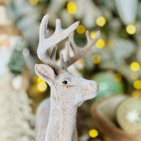 Set of 2 Resin Winter Flocked Deer for Just Jill
