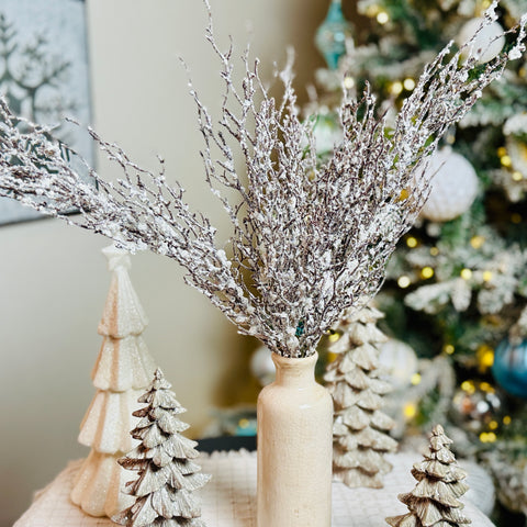 Set of 2 Snow Covered Frosted Birch Picks