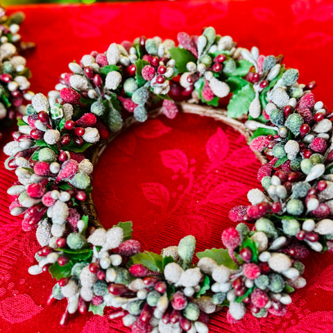 Set of 2 Beaded Berry Metallic Candle Rings-BOGO Offer