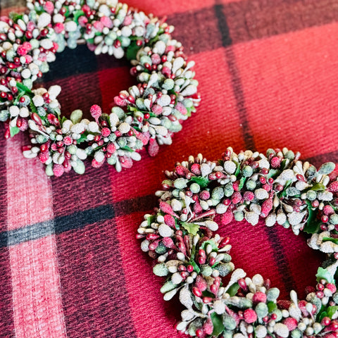 Set of 2 Beaded Berry Metallic Candle Rings-BOGO Offer