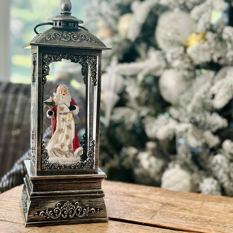 Silver Lantern with Santa for Just Jill