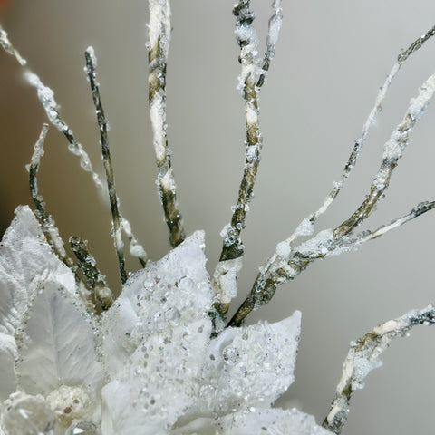 Iced Jewel Encrusted Flower w/ Frosted Birch Stem Floral Picks-BOGO OFFER