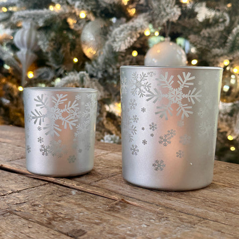 Set of 2 Snowflake Votive Holders