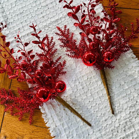 Set of 2 18" Glitter Ball Berry Sprays BOGO OFFER