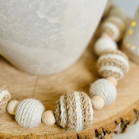 Set of 2 48" Mixed Woven Jute Bead/Natural Beads Garland for Just Jill