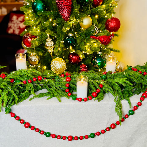Set of 2 48" Red/Green Wood Bead Garland for Just Jill