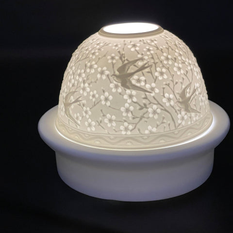 Luumii Lights Flower Motif Porcelain Dome w/ LED Base