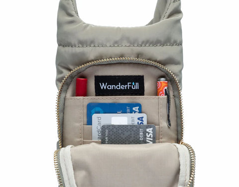 WanderFull HydroBag Seafoam Gray Glossy with Gray Patterned Strap