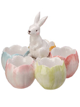 Load image into Gallery viewer, White Bunny with Tulip Egg Cups for Just Jill
