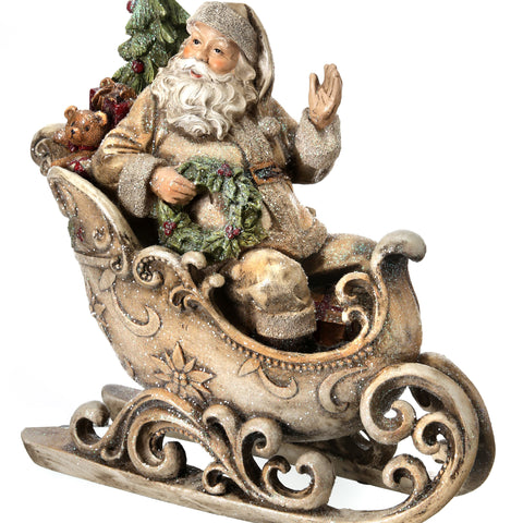 12" Santa in Accented Rustic Sleigh for Just Jill