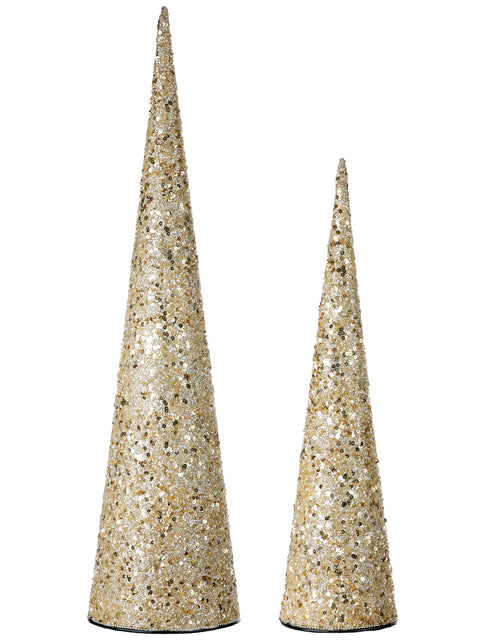 Set of 2 Glitter Beaded Cone Trees for Just Jill