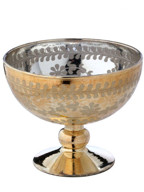 Etched Footed Champagne Glass Pedestal Bowl for Just Jill