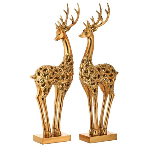 Set of 2 Goldtone Scroll Deer for Just Jill