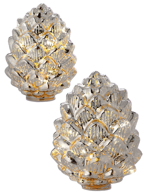 Set of 2 Mercury Glass Pinecones for Just Jill