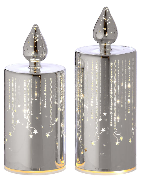 Set of 2 Mercury Glass Starlight Candles for Just Jill