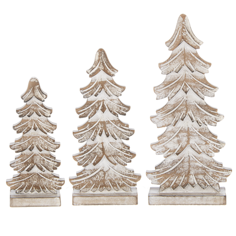 Set of 3 Whitewashed  Wood Trees for Just Jill