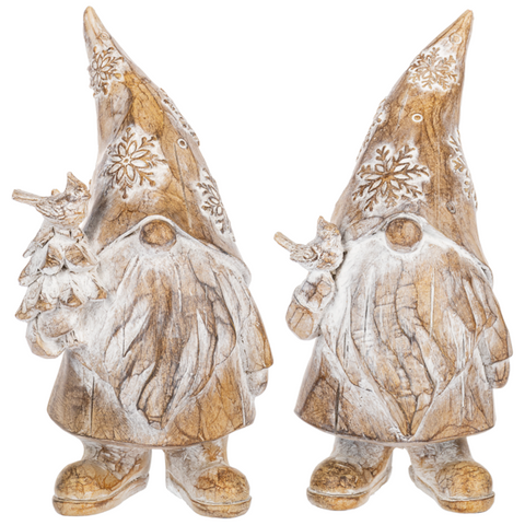 Set of 2 Carved Gnome Figurines for Just Jill