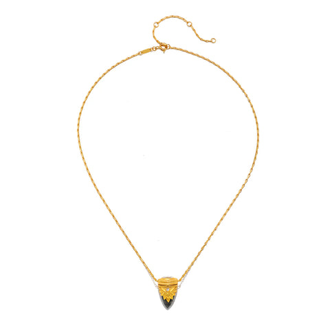 Satya Guiding Spirit Labradorite and White Topaz Lotus Locket Necklace