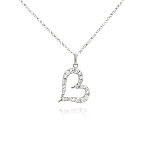 Danny Newfeld Cubic Zirconia Open Heart Pendant Necklace