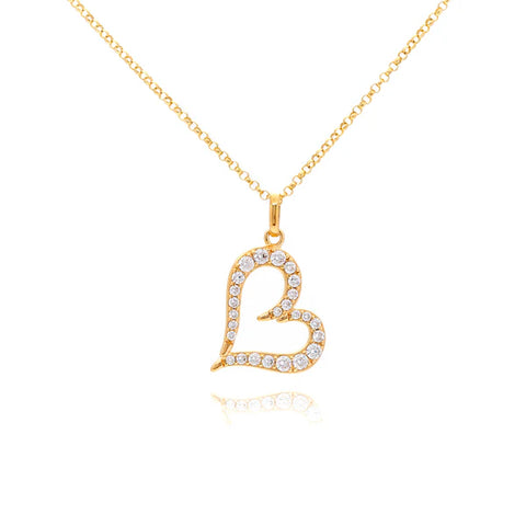 Danny Newfeld Cubic Zirconia Open Heart Pendant Necklace