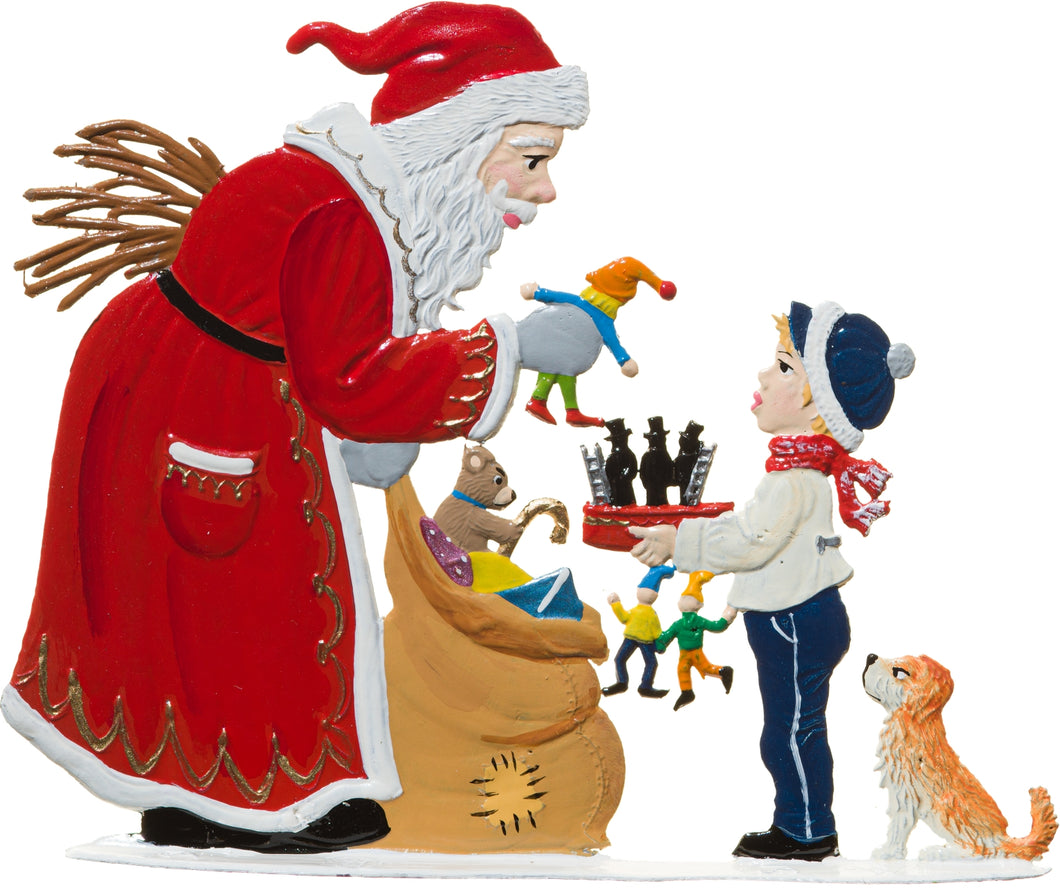 Santa Giving Out Toys Hand Painted German Pewter Figurine