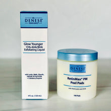 Load image into Gallery viewer, Dr. Denese Retinmax PM Peel Pads &amp; Glow Younger AHA/BHA 15% Liquid Exfoliator
