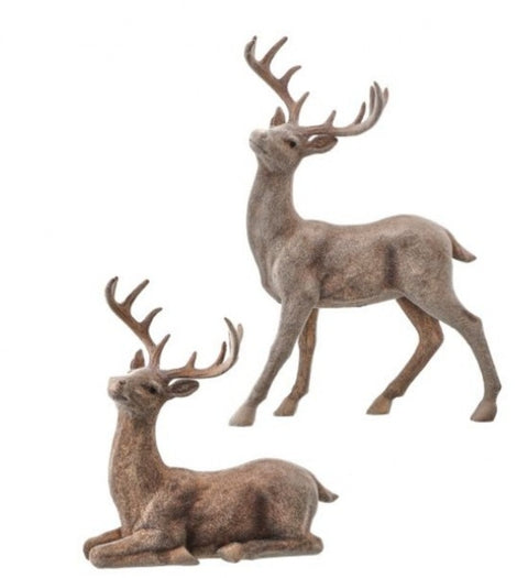 Set of 2 Resin Winter Flocked Deer for Just Jill