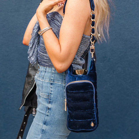 Velvet HydroBag® with Velvet and Gold chain strap- Navy