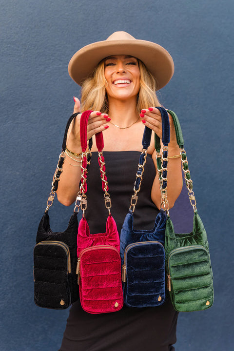 Velvet HydroBag® with Velvet and Gold chain strap- Navy