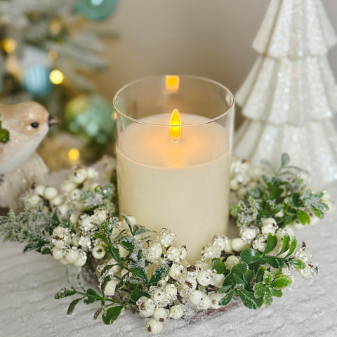 Iced Berry Boxwood Candle Ring for Just Jill