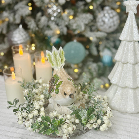 Iced Berry Boxwood Candle Ring for Just Jill