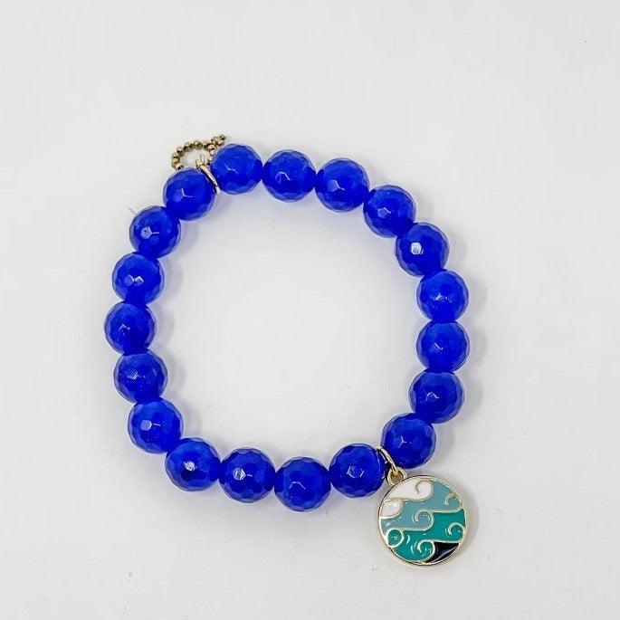 PowerBeads by jen Petites Marine Agate with Wave Charm