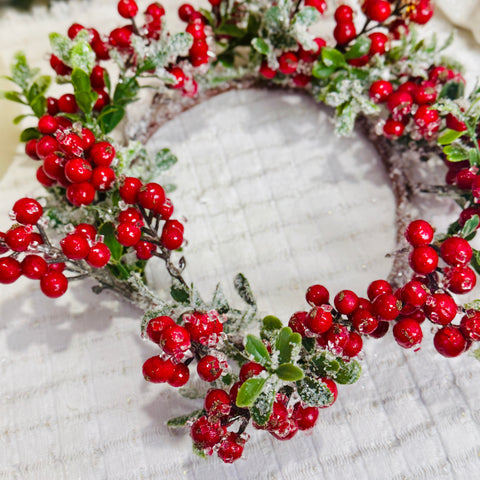 Iced Berry Boxwood Candle Ring for Just Jill