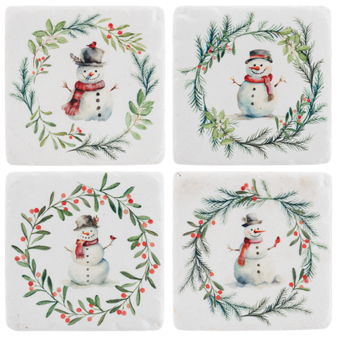 Set of 4 Snowman Coasters for Just Jill